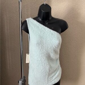 Anthropologie Light green Asymmetrical Fuzzy Top